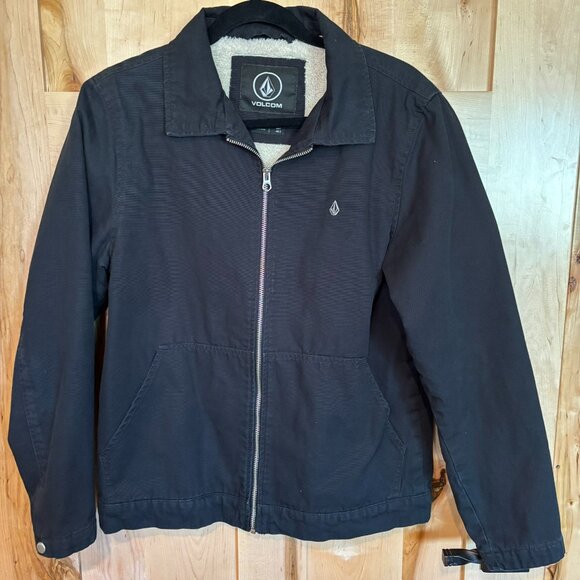 Volcom Sherpa Lined Canvas Jacket S Small Black - Picture 1 of 7